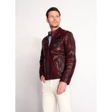 Derimod Hamilton Erkek Bordo Armalı Spor Deri Ceket 26SGM660551 - XL