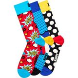Derimod Happy Socks Erkek Çok Renkli Süper Baba Temalı Pamuklu 3’lü Çorap Seti XFAT08-4300 - 41 - 46 - Kırmızı