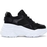 Derimod Kadın Bağcıklı Siyah Sneakers Suni Deri Malzeme ile Düz Tabanlı Rahat Ayakkabı 26PFE220114