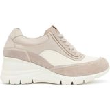 Derimod Kadın Bej Bağcıklı Dolgu Topuklu Süet Deri Sneaker 26SFD371714