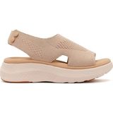 Derimod Kadın Bej Bantlı Kalın Tabanlı Kumaş Comfort Sandalet 26SFE46406F