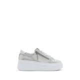 Derimod Kadın Gümüş Kalın Tabanlı Yandan Fermuarlı Deri Sneaker 25SFD3702SM - 40