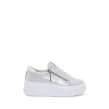 Derimod Kadın Gümüş Kalın Tabanlı Yandan Fermuarlı Deri Sneaker 25SFD3702SM