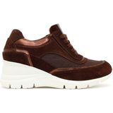 Derimod Kadın Kahverengi Bağcıklı Dolgu Topuklu Süet Deri Sneaker 26SFD371714