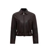 Derimod Kadın Kahverengi Gömlek Yaka Vintage Oversize Deri Ceket, XL