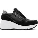 Derimod Kadın Siyah Bağcıklı Fermuar Detaylı Dolgu Topuklu Sneaker 24WFD370814