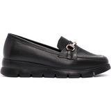 Derimod Kadın Siyah Toka Detaylı Deri Comfort Loafer 25AFD150518