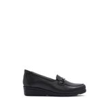 Derimod Kadın Siyah Tokalı Dolgu Topuklu Deri Ayakkabı Comfort Loafer 26PFD410018, 41