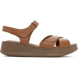 Derimod Kadın Taba Bilekten Bantlı Kalın Tabanlı Deri Comfort Sandalet 26SFD320718