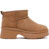 Derimod Kadın Taba Kalın Tabanlı Kürklü Süet Deri Teddy Bot WF565004DS - Camel
