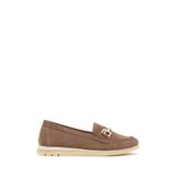 Derimod Kadın Vizon Bağcıklı Tokalı Süet Deri Comfort Loafer 26PFD150310