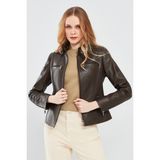 Derimod Maria Kadın Kahverengi Deri Ceket - XL