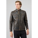 Derimod Morant Erkek Kahverengi Vintage Slim-Fit Deri Ceket, M