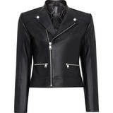 Derimod Nova Kadın Siyah Biker Kısa Deri Ceket 25SGD5296VE - L