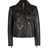Derimod Oxford Kadın Siyah Biker Deri Ceket 26SGD5232JW