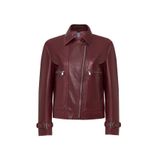 Derimod Paloma Kadın Bordo Kısa Oversize Biker Deri Ceket, S Beden