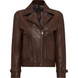 Derimod Paloma Kadın Kahverengi Kruvaze Yaka Oversize Deri Mont 25WGD56082Z
