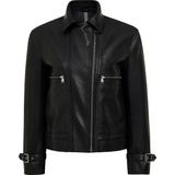 Derimod Paloma Kadın Siyah Kısa Oversize Biker Deri Ceket 25WGD5608VE