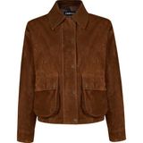 Derimod Paris Kadın Kahverengi Oversize Süet Deri Ceket 26SGD567910 - XL