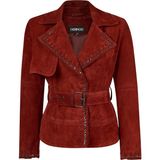 Derimod Patricia Kadın Bordo Biker Süet Deri Ceket 26SGD563810 - 2XL