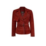 Derimod Patricia Kadın Bordo Biker Süet Deri Ceket 26SGD563810