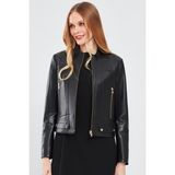Derimod Sharon Kadın Siyah Kısa Deri Ceket 24SGE51751M - XL