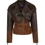 Derimod Soho Kadın Kahverengi Kısa Oversıze Biker Süet Deri Ceket 26WGD5920T7 - L