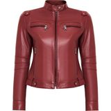 Derimod Vicky Kadın Bordo Hakim Yaka Kısa Deri Ceket 25SGE5170R3 - 2XL