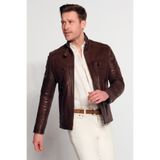 Derimod Wade Erkek Kahverengi Slim-Fit Deri Ceket 26SGF6462VE