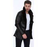 Derimont Deri Beckham Kürklü Siyah Erkek Deri Ceket - XL