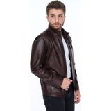Derimont Deri Casilla Kahverengi Erkek Deri Ceket - 2XL