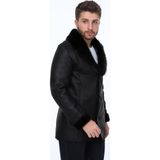 Derimont Deri Classico Kürklü Siyah Erkek Deri Ceket - 2XL