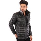 Derimont Deri Darcio Siyah Kapşon Kürklü Erkek Ceket - XL
