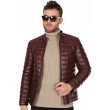 Derimont Deri Erkek Bordo Şişme Deri Mont - 2XL