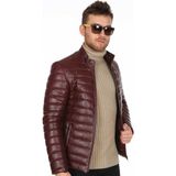 Derimont Deri Erkek Bordo Şişme Deri Mont - XL