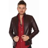 Derimont Deri Erkek Bordo Spor Deri Mont - 2XL