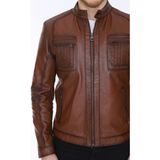 Derimont Deri Erkek Deri Mont Kahverengi Portes - 2XL