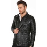 Derimont Deri Erkek İşlemeli Siyah Deri Mont - XL