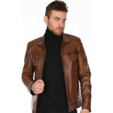 Derimont Deri Erkek Kahve Casual Deri Mont - Kahverengi