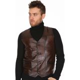 Derimont Deri Erkek Kahve Casual Deri Yelek - 2XL