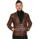 Derimont Deri Erkek Taba Şişme Deri Mont - XL