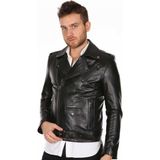 Derimont Deri İngiliz Yaka Kemerli Erkek Deri Mont - XL - Renkli