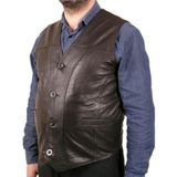 Derimont Deri Kahve Rengi Spor Erkek Deri Yelek - Kahverengi