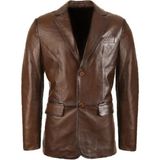 Derimont Deri Kahverengi Blazer Deri Erkek Ceket - 2XL