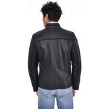 Derimont Deri Siyah Dört Cepli Omuz Baklava Desenli Erkek Deri Mont, Ceket