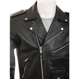 Derimont Deri Siyah Erkek Deri Biker Ceket Ashcombe - 2XL