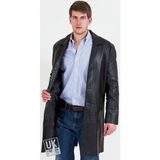Derimont Deri Uzun Siyah Erkek Deri Ceket - 2XL