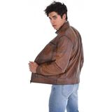 Derimont Derimonts Deri Kahverengi Hakim Yaka Erkek Deri Ceket - 2XL