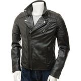Derimont Siyah Deri Biker Ceket Erkek L Beden Modern Tasarım ve Kaliteli Malzeme