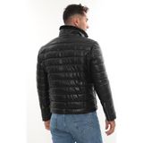 DERiMONTAYA %100 Orijinal Hakiki Yakası Kürklü Siyah Deri Mont Ceket - 000-Siyah - 3XL